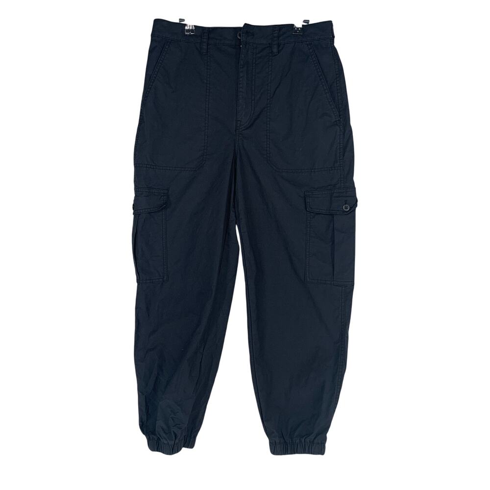 Madewell Women Cargo Jogger Pants 29 Black High Rise Pockets Cropped 26"